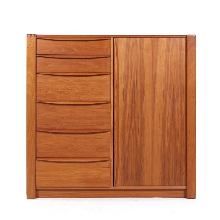 dyrlund mid century teak tambour door armoire 4034