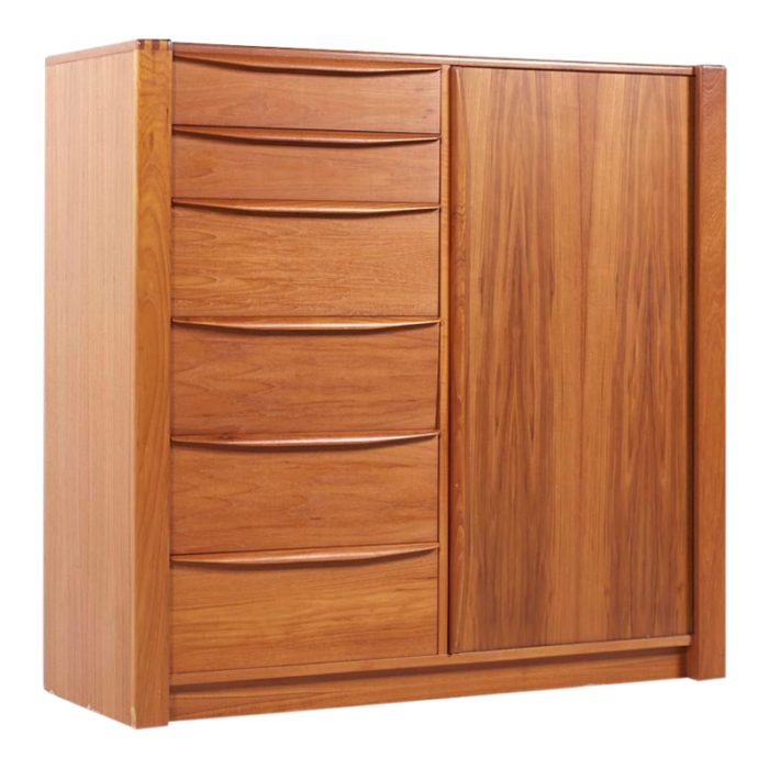 dyrlund mid century teak tambour door armoire 4808