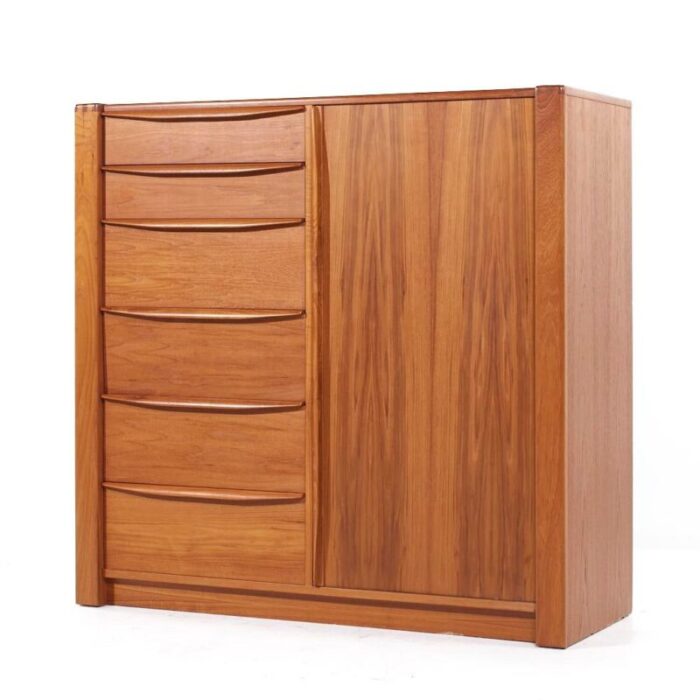 dyrlund mid century teak tambour door armoire 6900