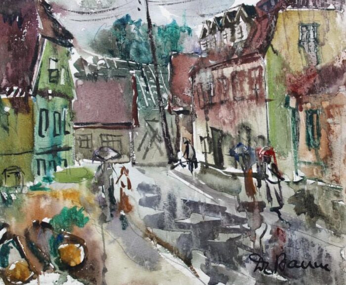 dzidra bauma in a small town 1969 watercolor 7778