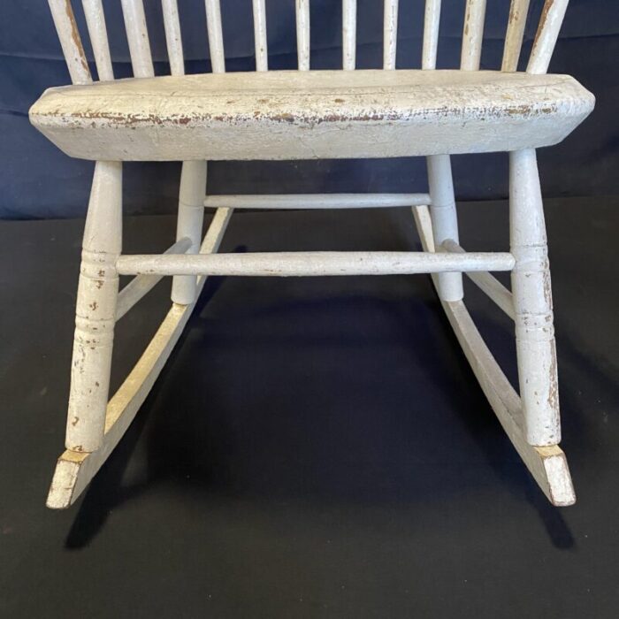 early 19th century classic americana white windsor rocking chair from maine 1169