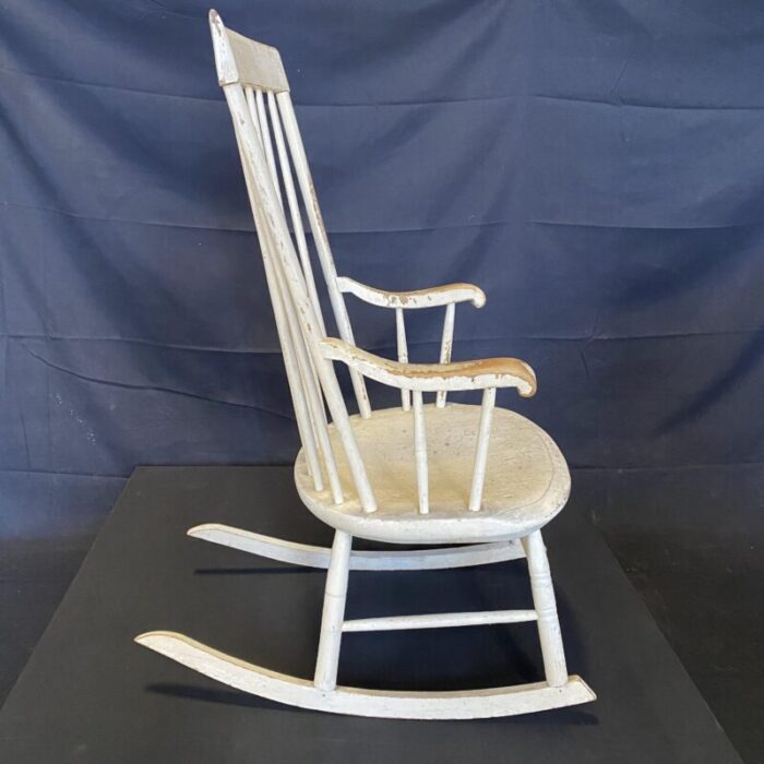 early 19th century classic americana white windsor rocking chair from maine 1728