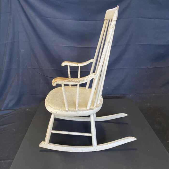 early 19th century classic americana white windsor rocking chair from maine 2868