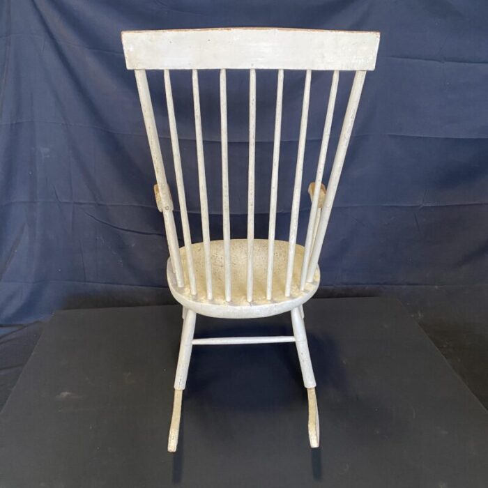 early 19th century classic americana white windsor rocking chair from maine 3619