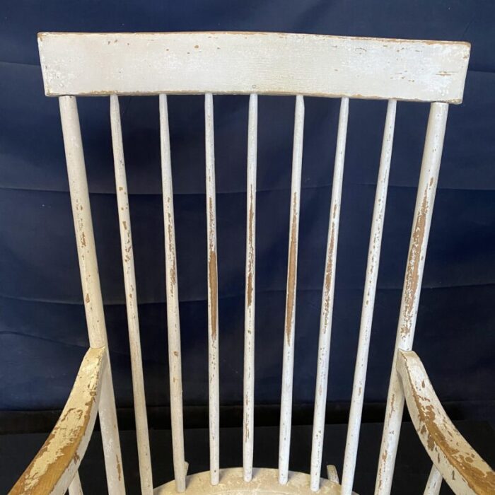 early 19th century classic americana white windsor rocking chair from maine 4915