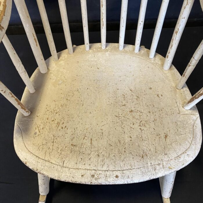 early 19th century classic americana white windsor rocking chair from maine 8732