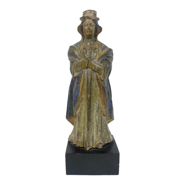 early 19th century hand painted carved wooden figure 0105