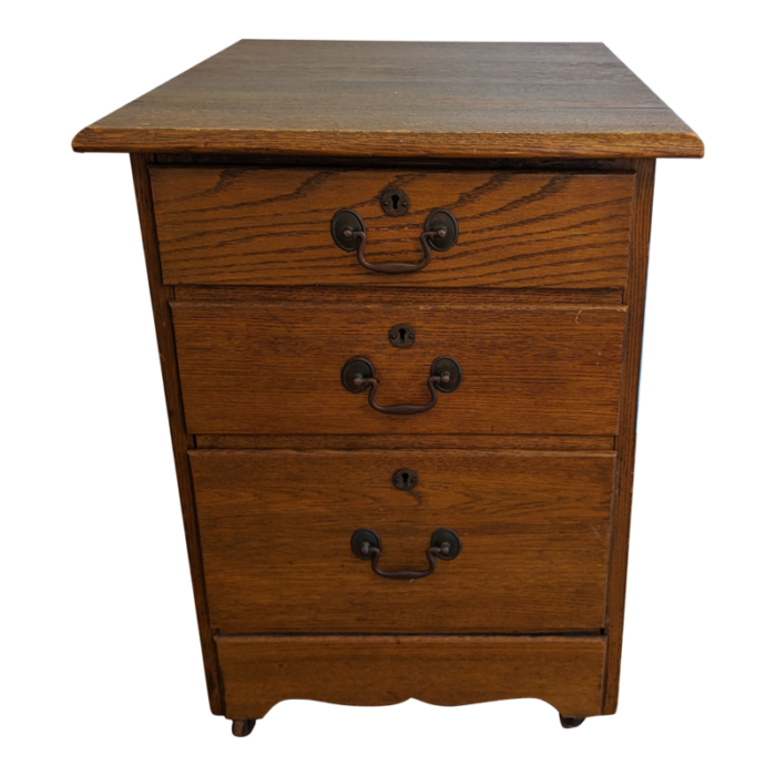 early 20th century antique oak bedside table with storage drawers 9254