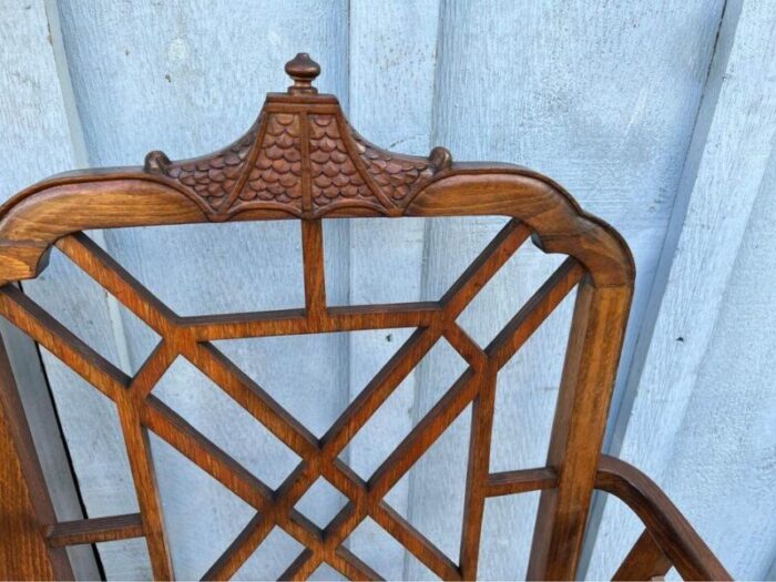 early 20th century chippendale pagoda chinioserie style bench 5223