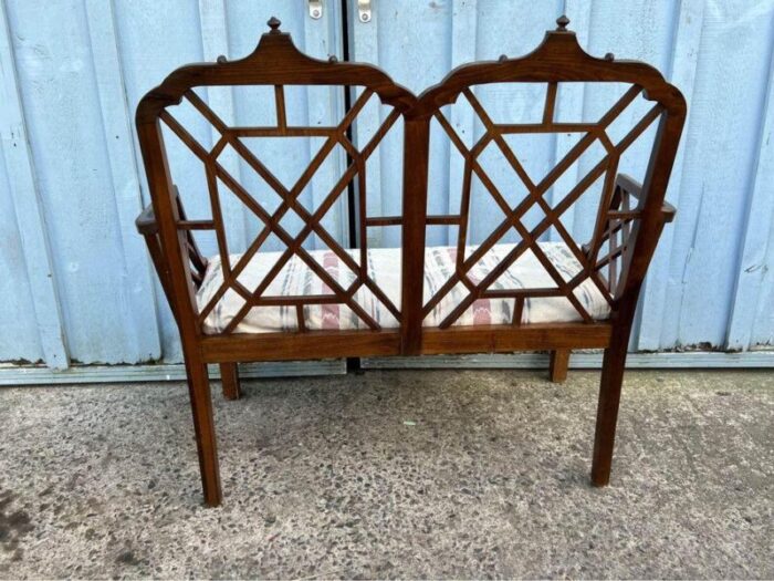 early 20th century chippendale pagoda chinioserie style bench 7597