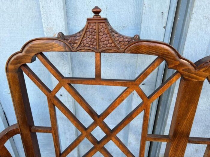 early 20th century chippendale pagoda chinioserie style bench 9148