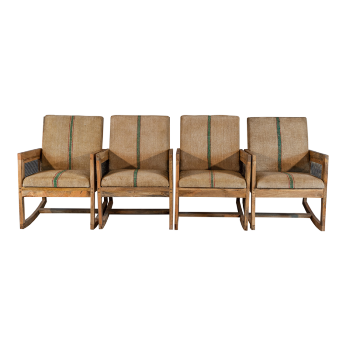 early 20th century mahogany and hemp french rocking chairs set of 4 5936