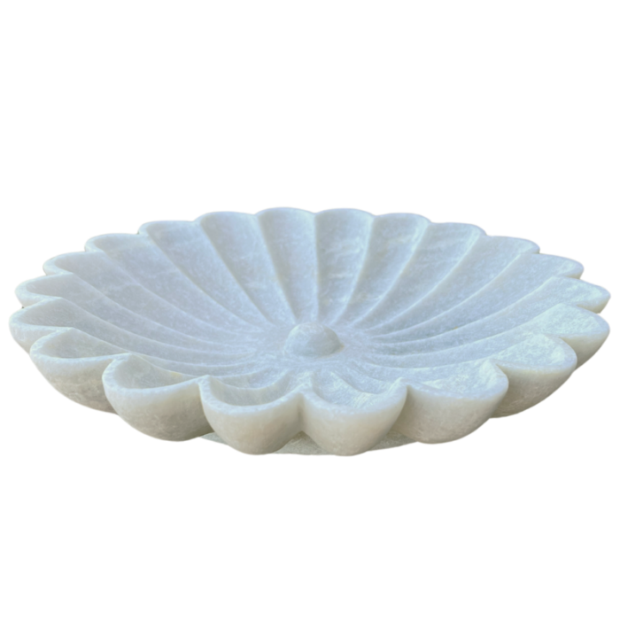 early 21st century scalloped marble bowl 0452