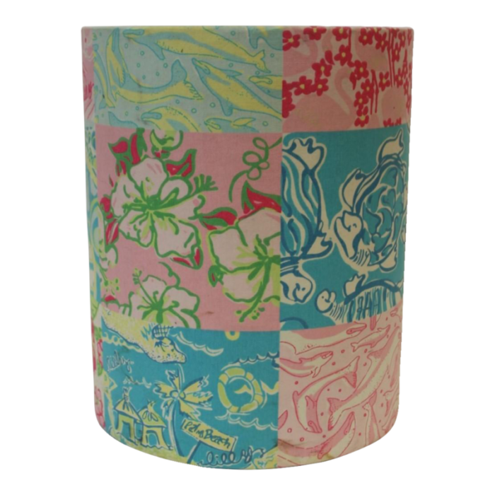 early 21th century lilly pulitzer patch panel wastebasket 3094