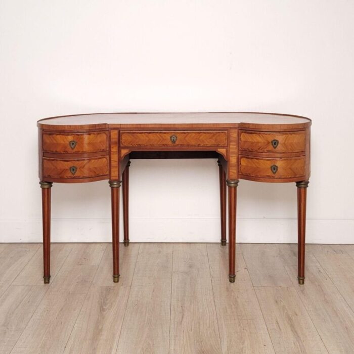 edwardian satinwood marquetry kidney shaped desk or writing table england circa 1910 5564