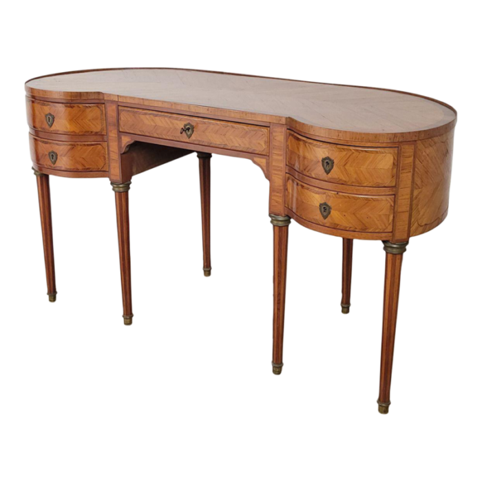 edwardian satinwood marquetry kidney shaped desk or writing table england circa 1910 8620