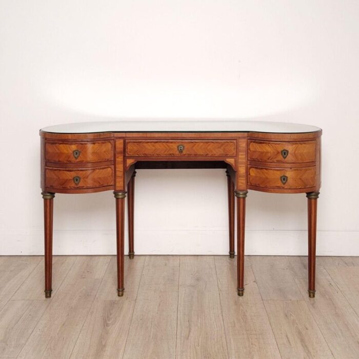 edwardian satinwood marquetry kidney shaped desk or writing table england circa 1910 9676