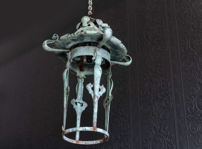 english art nouveau verdigris lantern 19th century 2