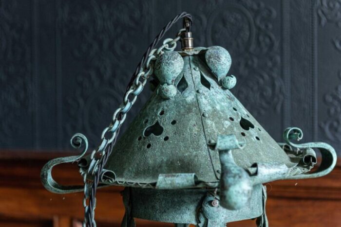 english art nouveau verdigris lantern 19th century 5