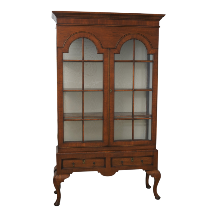 english george iii custom quality walnut 3 piece china cabinet 0845