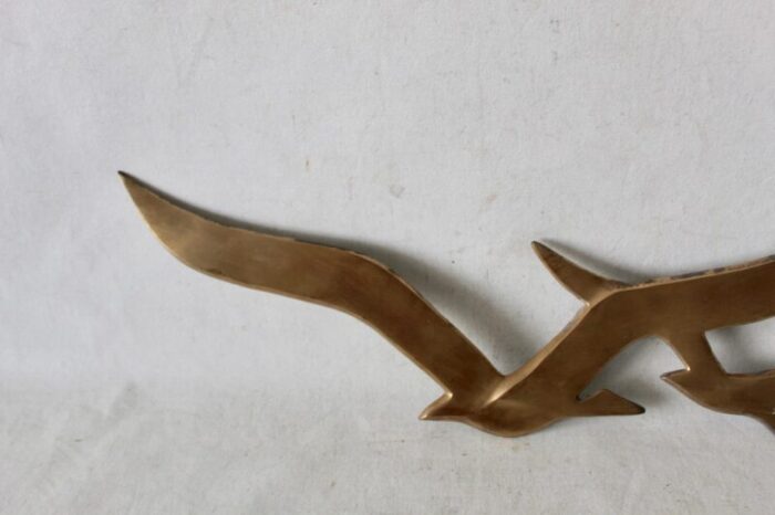 extra large vintage mid century brass seagulls flying birds wall sculpture 4997