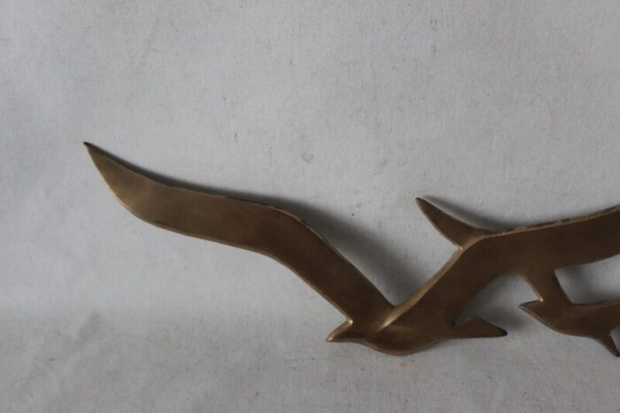 extra large vintage mid century brass seagulls flying birds wall sculpture 5425