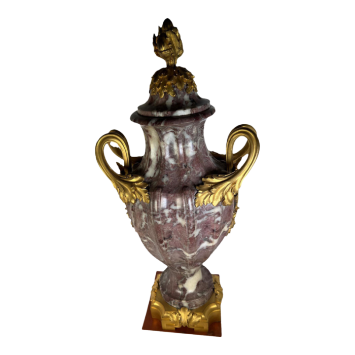 f rambaud signed late 19th century purple fluted marble urn with lid 0589