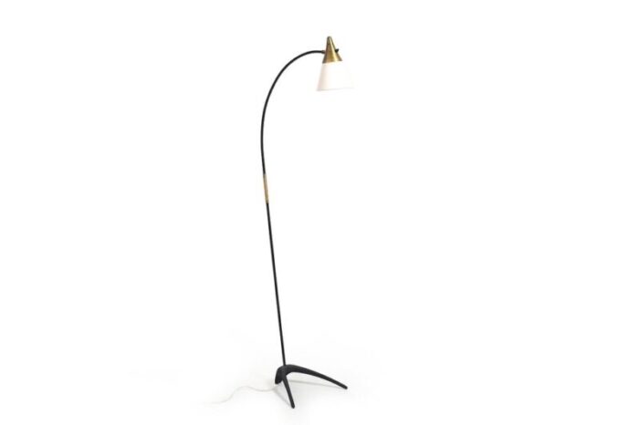 floor lamp in steel and brass by louis kalff 1950s 1