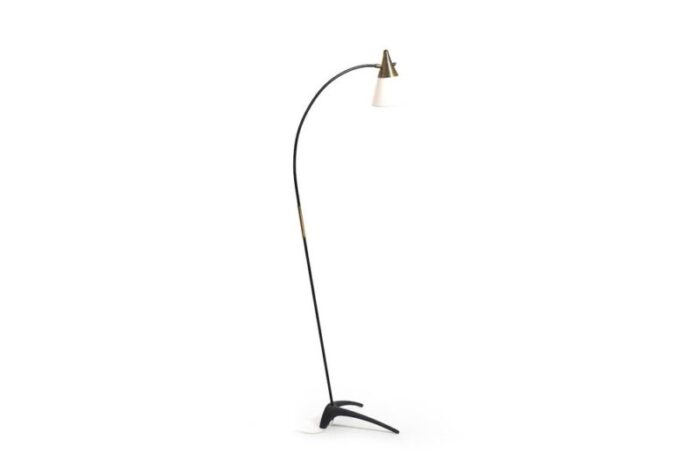 floor lamp in steel and brass by louis kalff 1950s 6