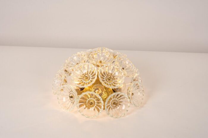 floral glass and brass sputnik flush mount germany 1960s 2