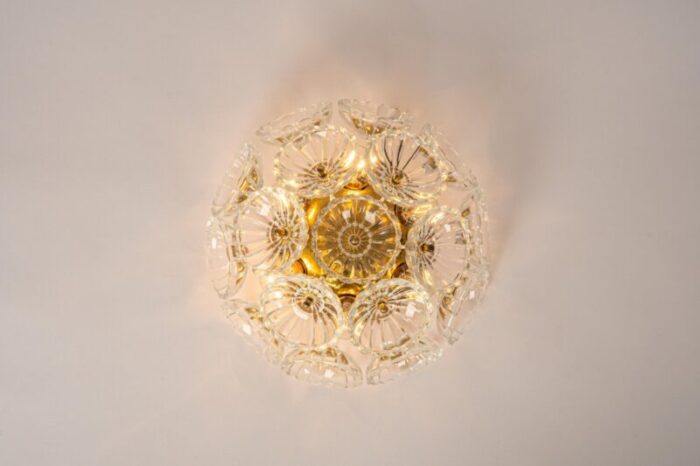 floral glass and brass sputnik flush mount germany 1960s 8