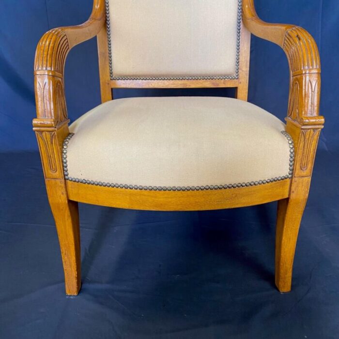 french antique walnut empire tulip fauteuils or armchairs a pair 4833