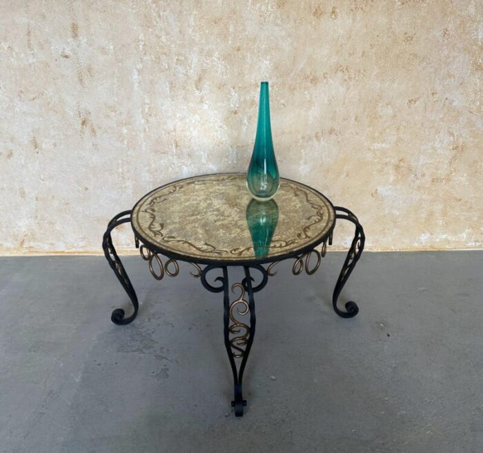 french iron and glass coffee table 2536