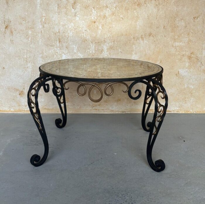 french iron and glass coffee table 2904