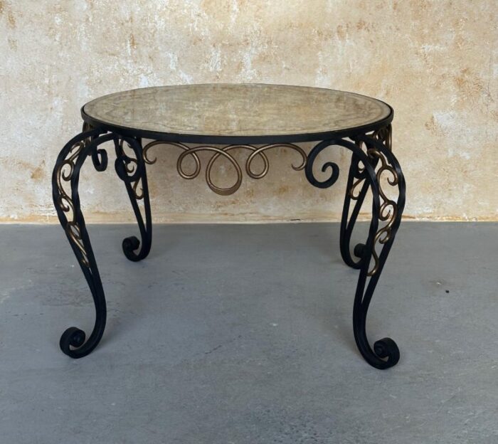 french iron and glass coffee table 7094