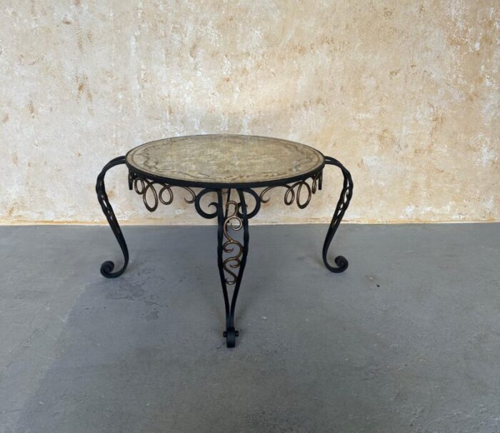 french iron and glass coffee table 9534