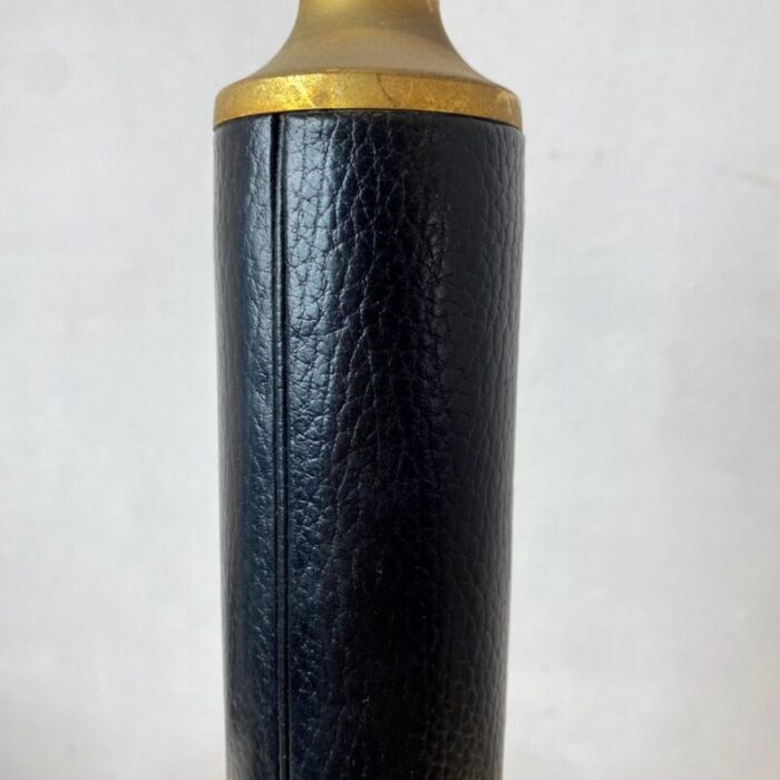 french lamp in black leather and brass 3