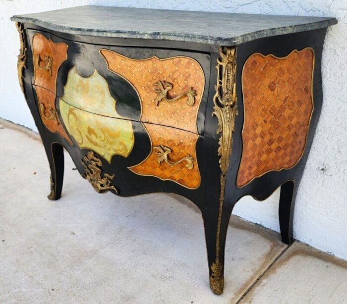 french louis xv bombay chest marble 3065