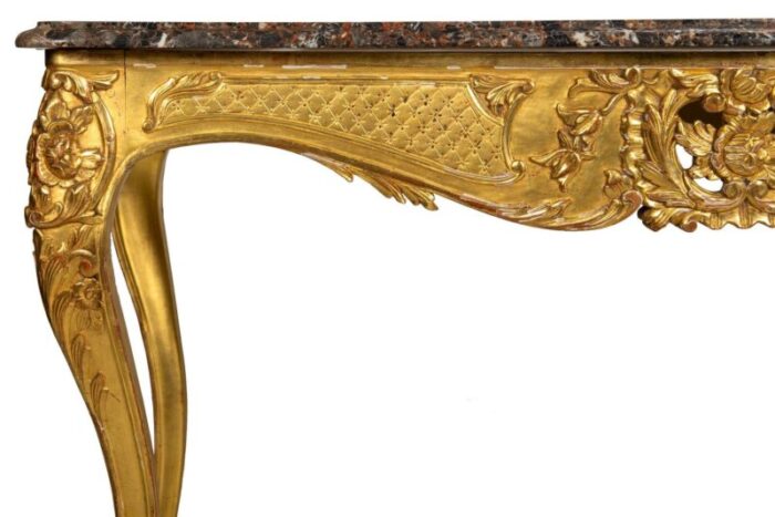 french louis xv style gilded marble top antique console pier table 0504