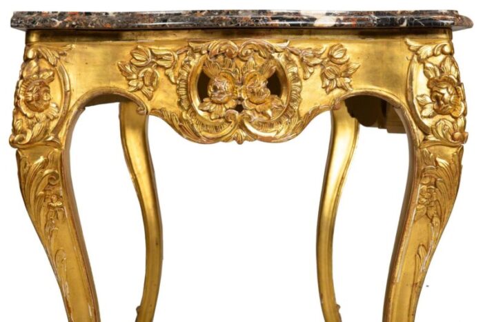 french louis xv style gilded marble top antique console pier table 1632