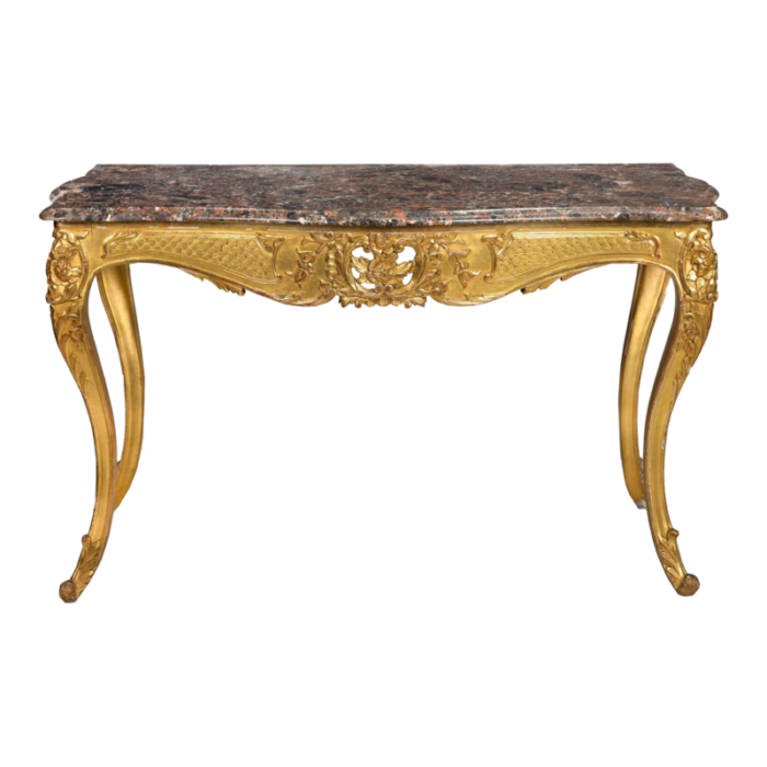 french louis xv style gilded marble top antique console pier table 6794