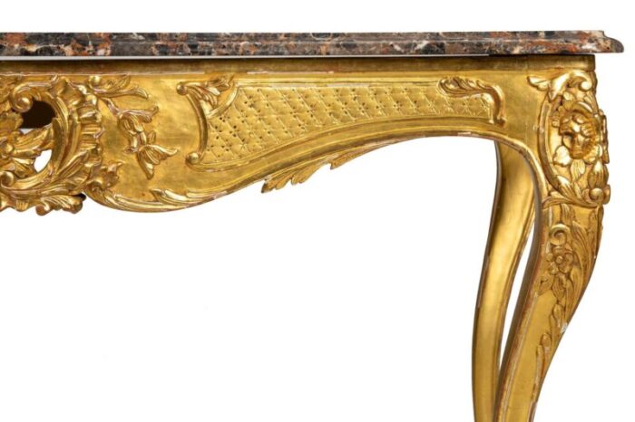 french louis xv style gilded marble top antique console pier table 8201