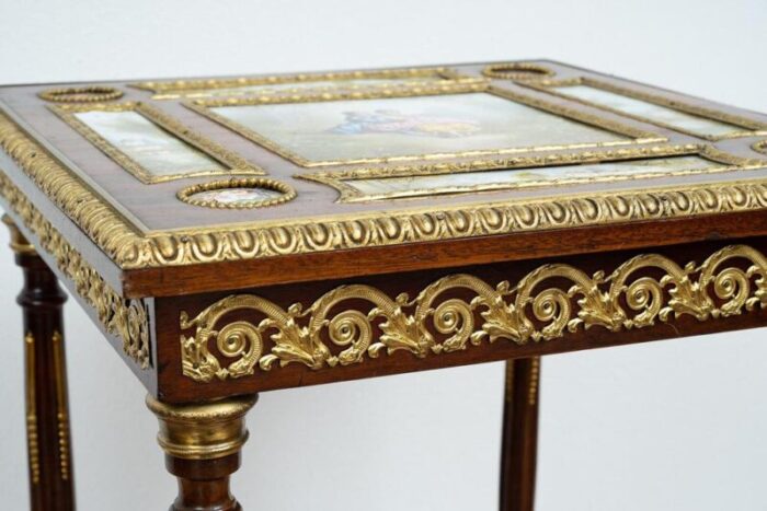 french napoleon iii coffee table in mahogany with sevres porcelain inserts 19th century 1975