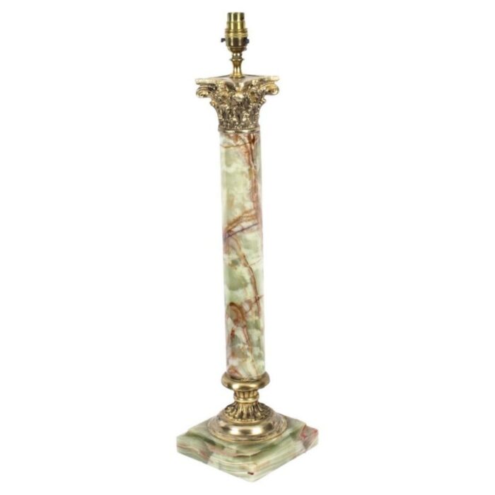 french ormolu mounted onyx corinthian column table lamp 19th century 1