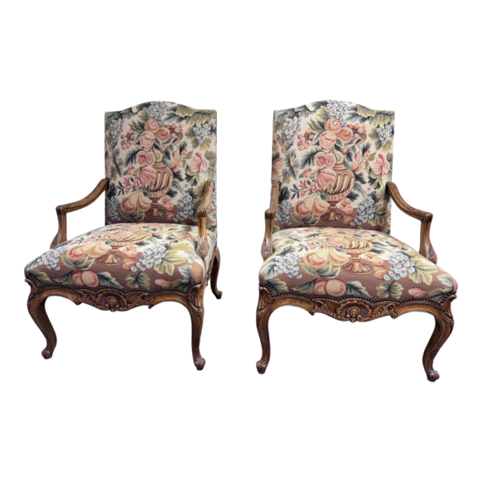 french regency louis xv style fauteuil arm chairs a pair 3311