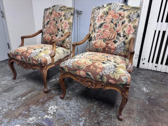 french regency louis xv style fauteuil arm chairs a pair 7258