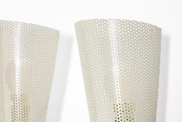 french wall lights in perforated metal by mathieu mategot set of 2 4