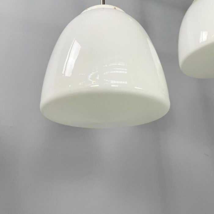 german bauhaus hanging lights in opaline glass 1920s set of 2 4233