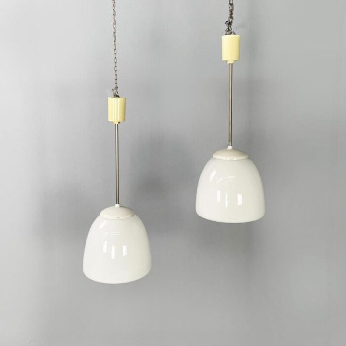 german bauhaus hanging lights in opaline glass 1920s set of 2 4990