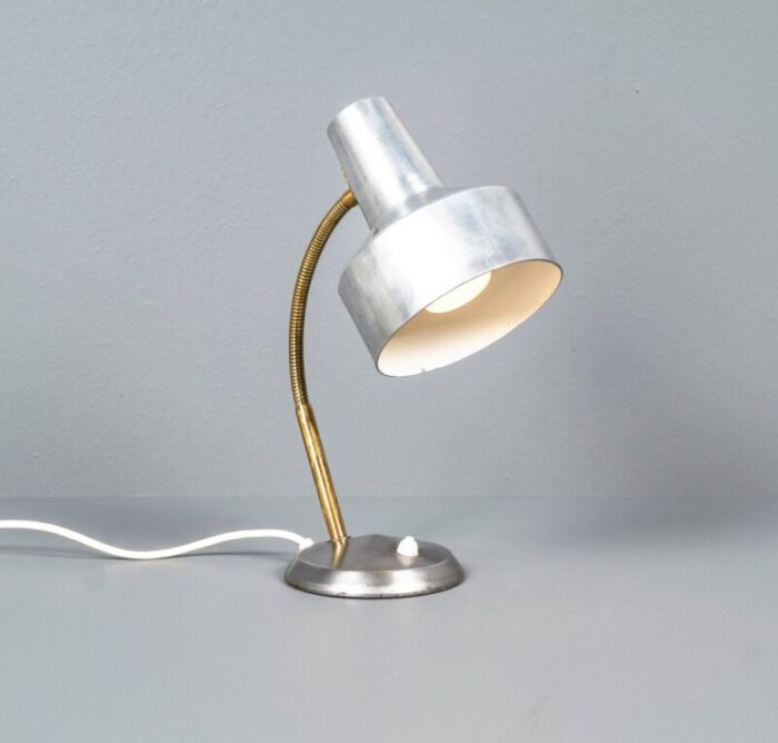 german bauhaus kaiser idell style desk lamp in silver gold with swan neck 1950s 1